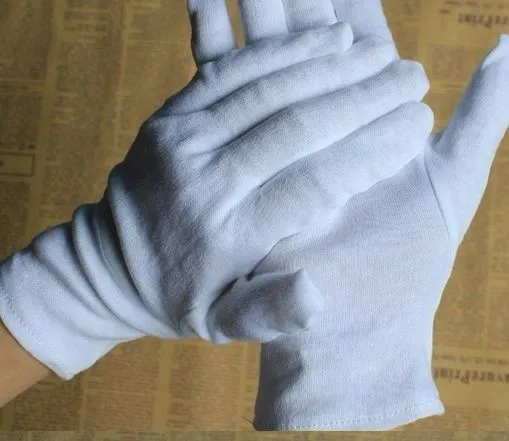 10 Pairs White Work Jewellery Handling Costume Party Cotton Soft Thin Gloves