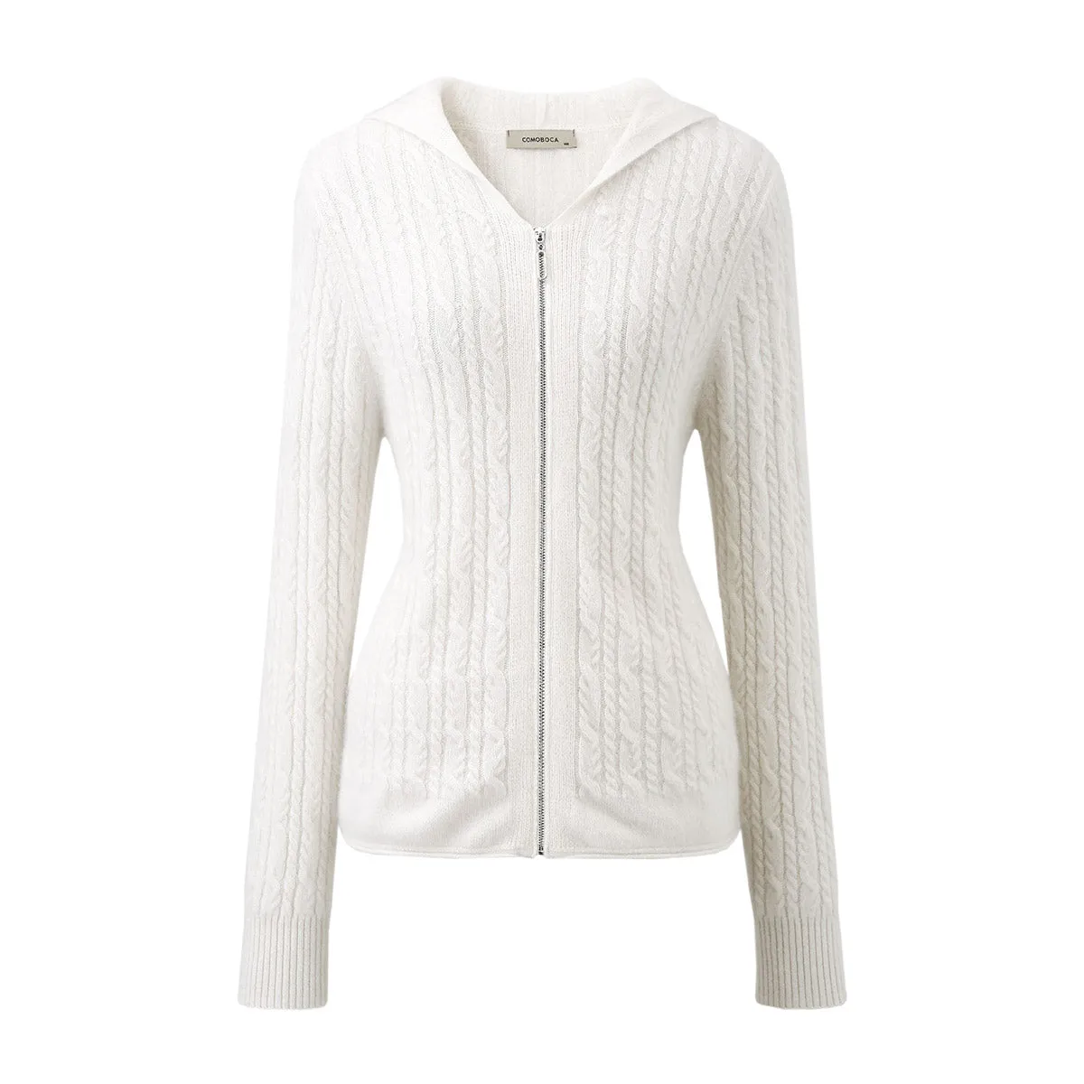 100% Cashmere Cardigan Luxurious Cable Knit Hoodies