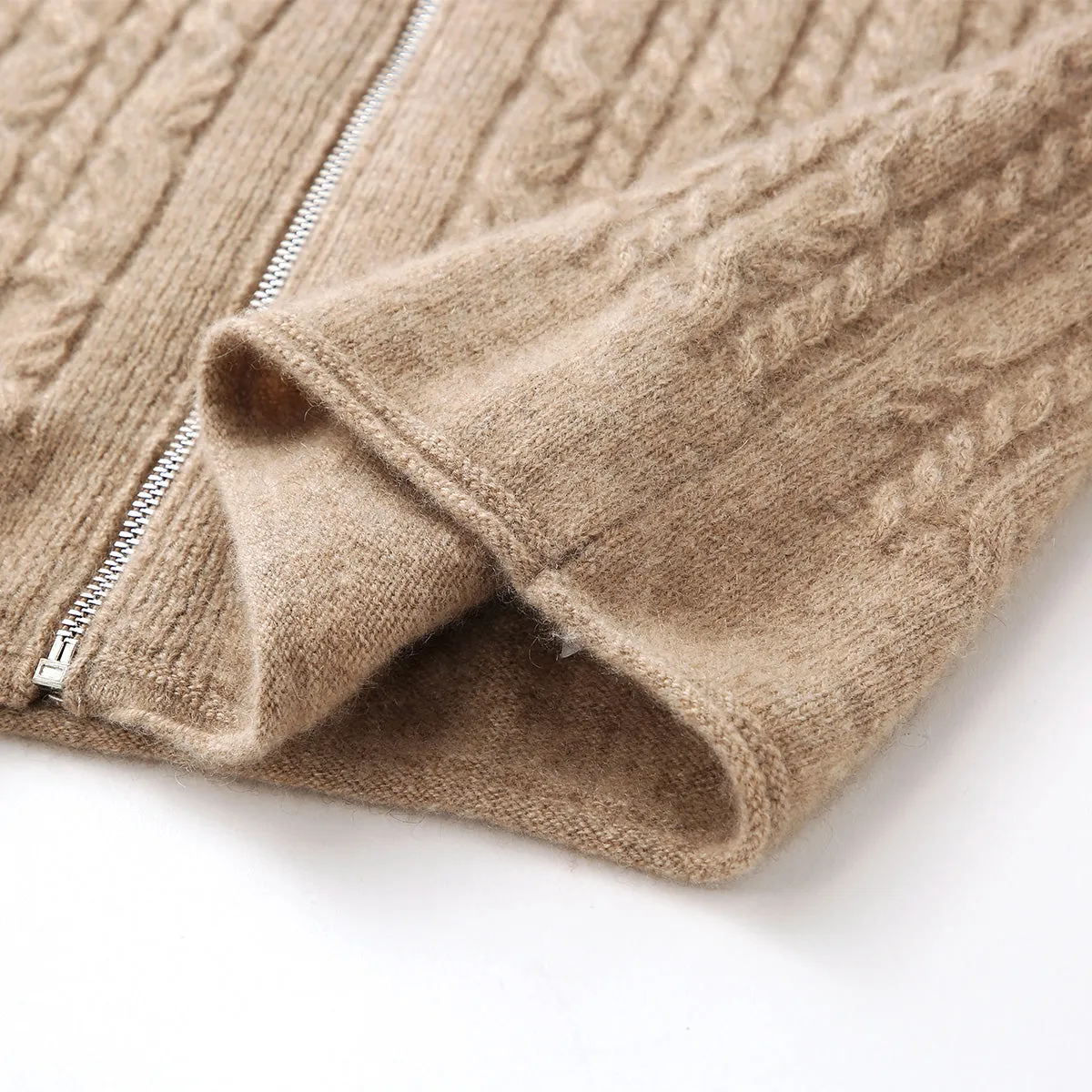 100% Cashmere Cardigan Luxurious Cable Knit Hoodies