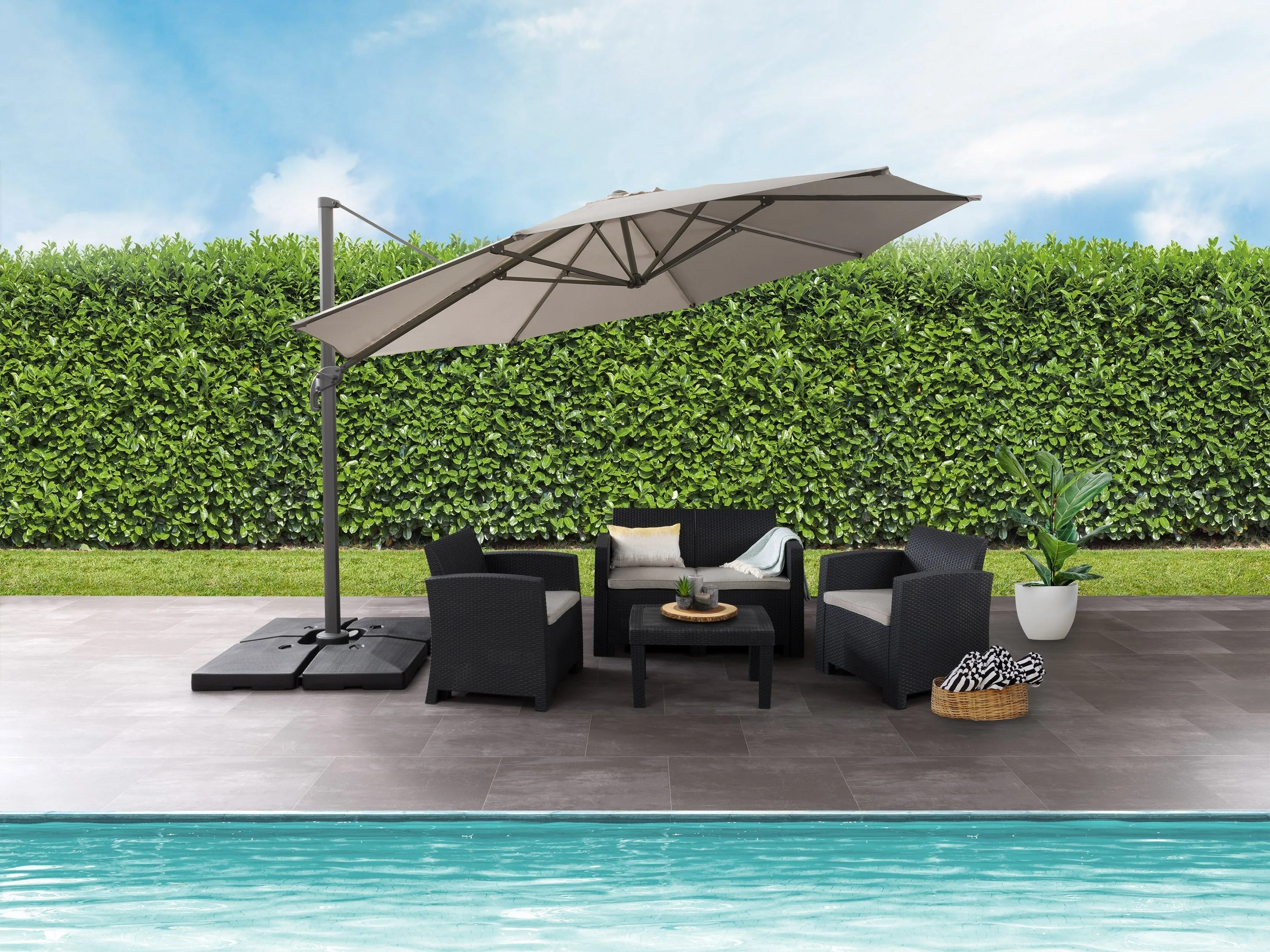 11.5ft Deluxe Offset Patio Umbrella - Grey