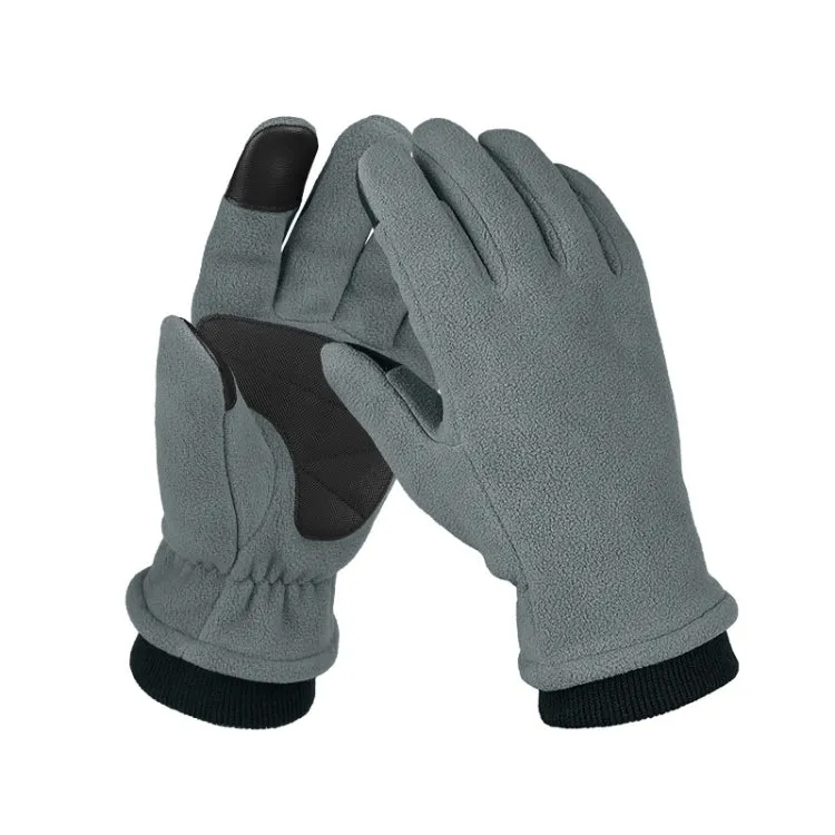 1pair Rocker Fleece Winter Warm Anti-Slip Gloves Outdoor Riding Sports Gloves, Size: M(Gray)