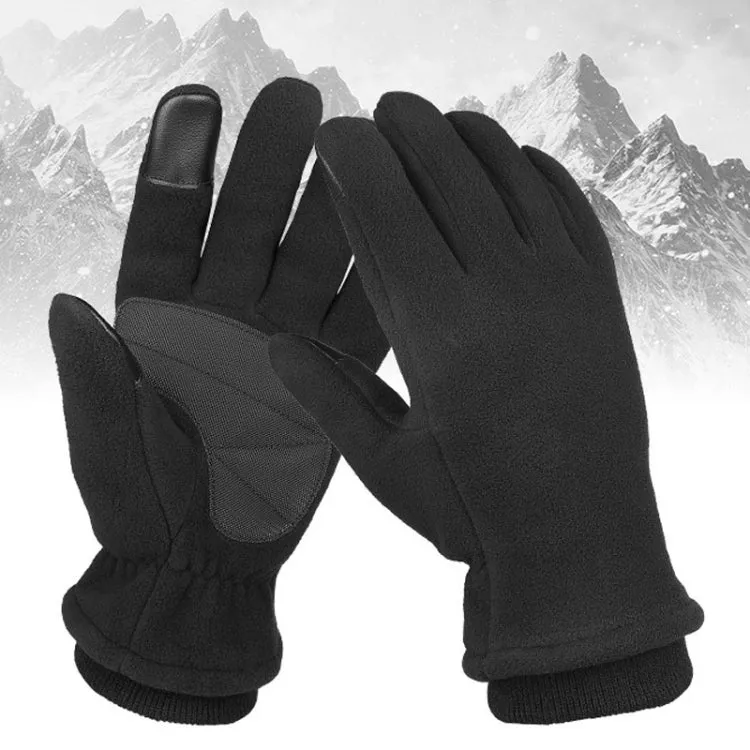 1pair Rocker Fleece Winter Warm Anti-Slip Gloves Outdoor Riding Sports Gloves, Size: M(Gray)