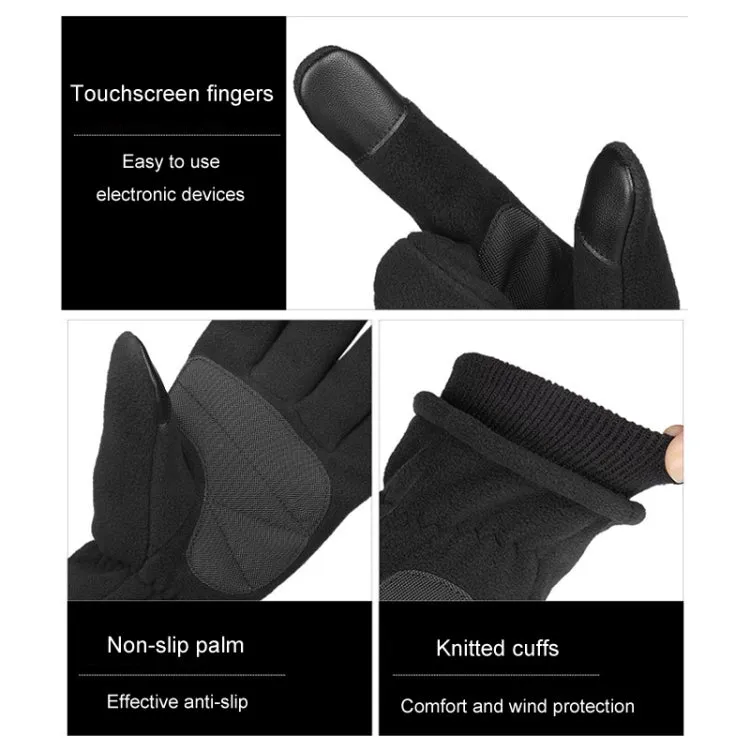 1pair Rocker Fleece Winter Warm Anti-Slip Gloves Outdoor Riding Sports Gloves, Size: M(Gray)