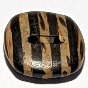 20mm Square Olive Wood 2 Hole Striped Button