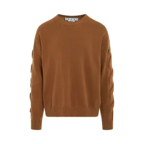 3D Diagonal Knit Crewneck in Caramel