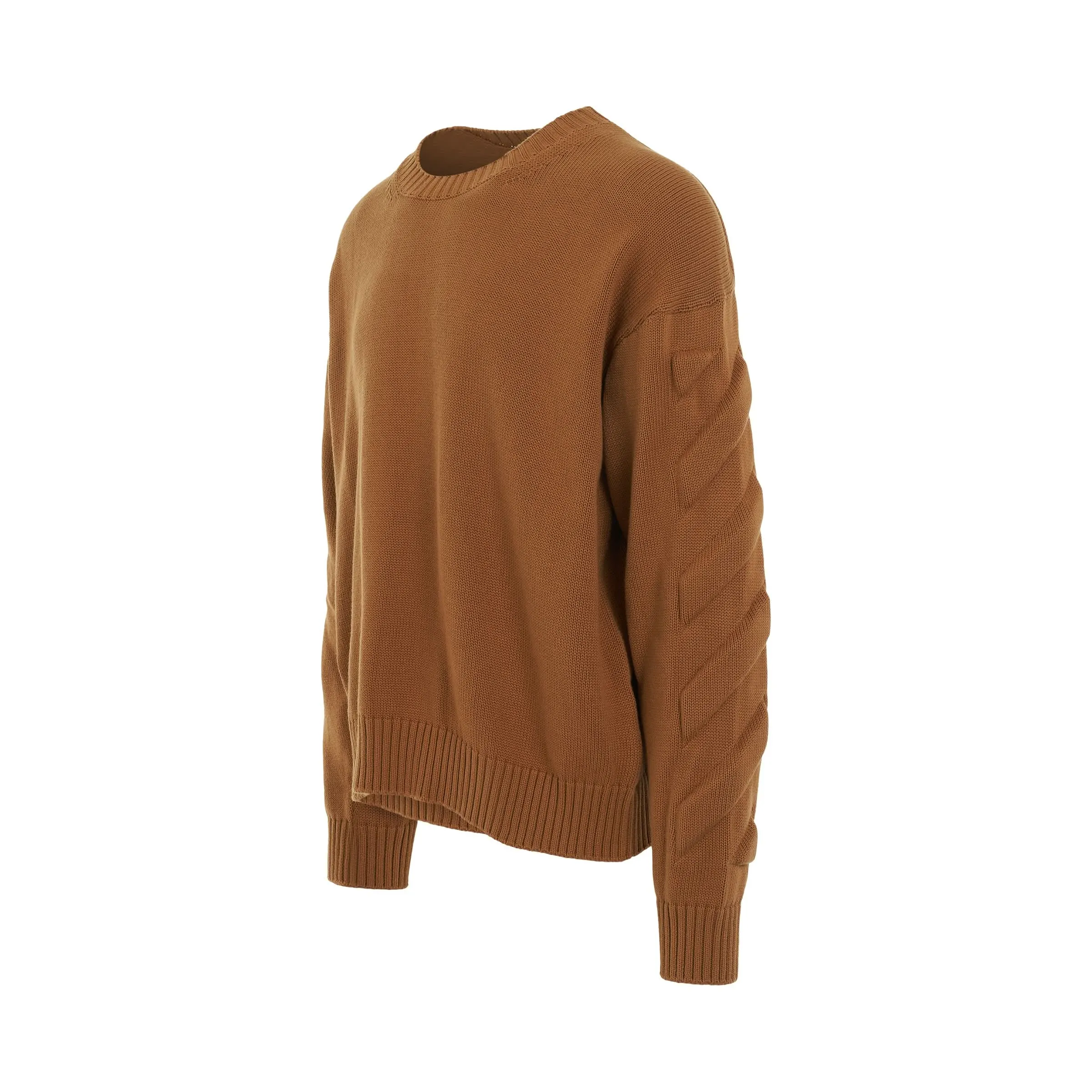 3D Diagonal Knit Crewneck in Caramel