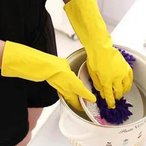 4853 Pair Of 2 Large Yellow Gloves For Types Of Purposes Like Washing Utensils, Gardening And Cleaning Toilet Etc.