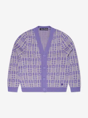 Acne Studios Kids Wool Knitted Cardigan in Purple