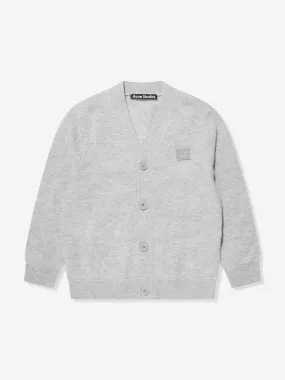 Acne Studios Kids Wool Logo Cardigan in Grey