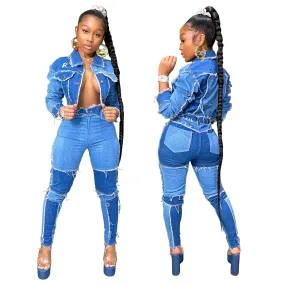 Act Bad Patchwork Denim Set