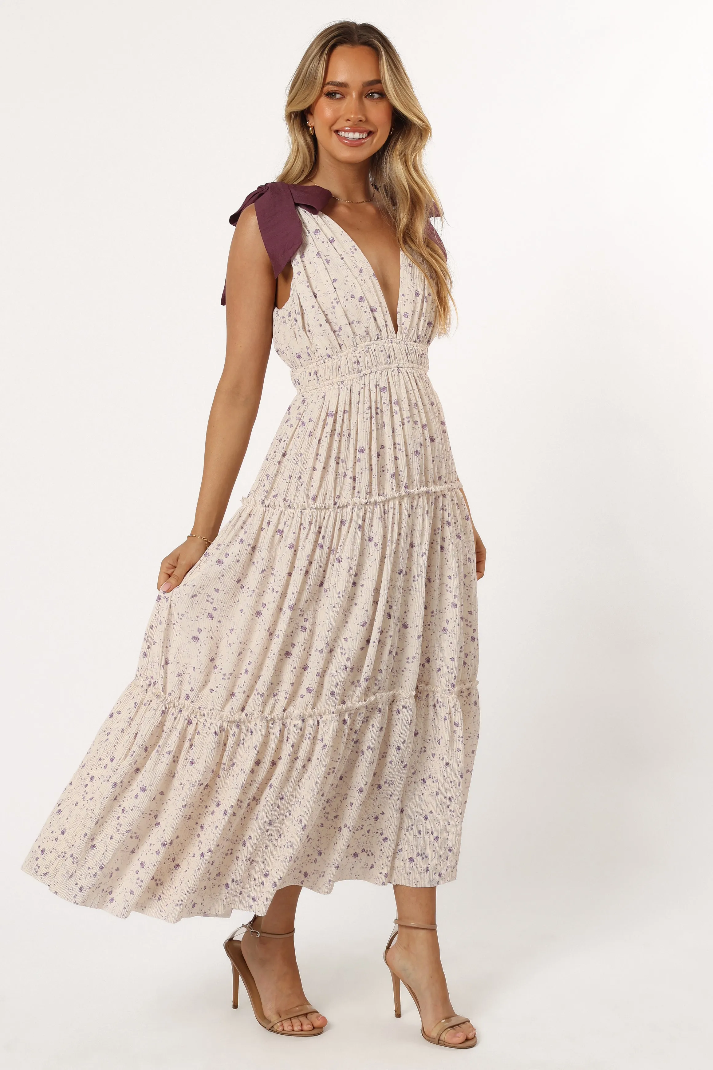 Adeline Maxi Dress - Ivory/Purple