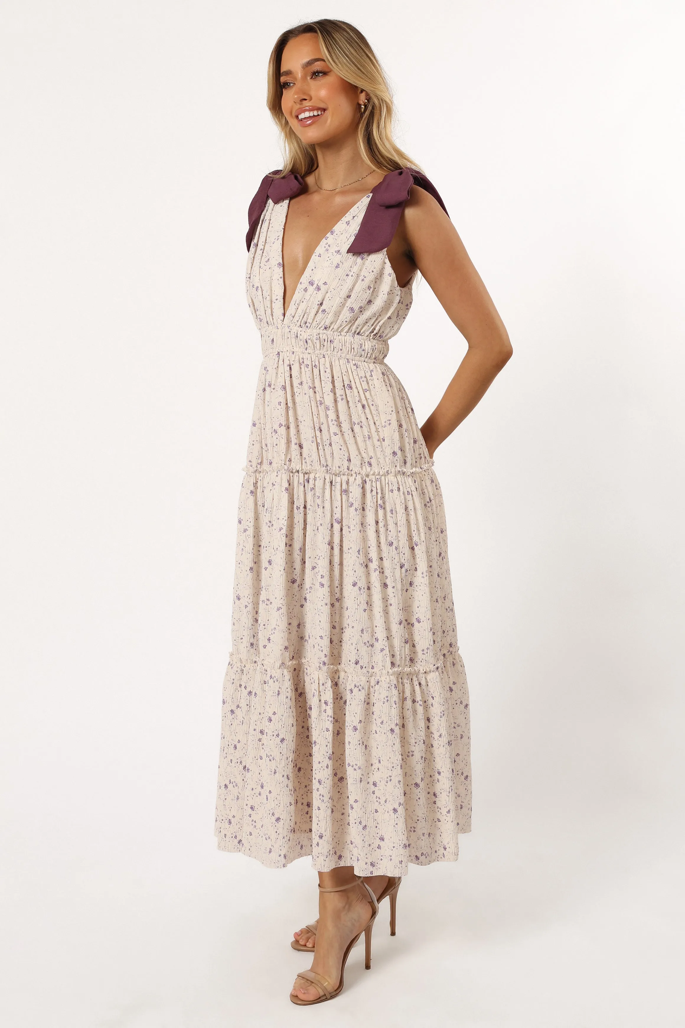 Adeline Maxi Dress - Ivory/Purple