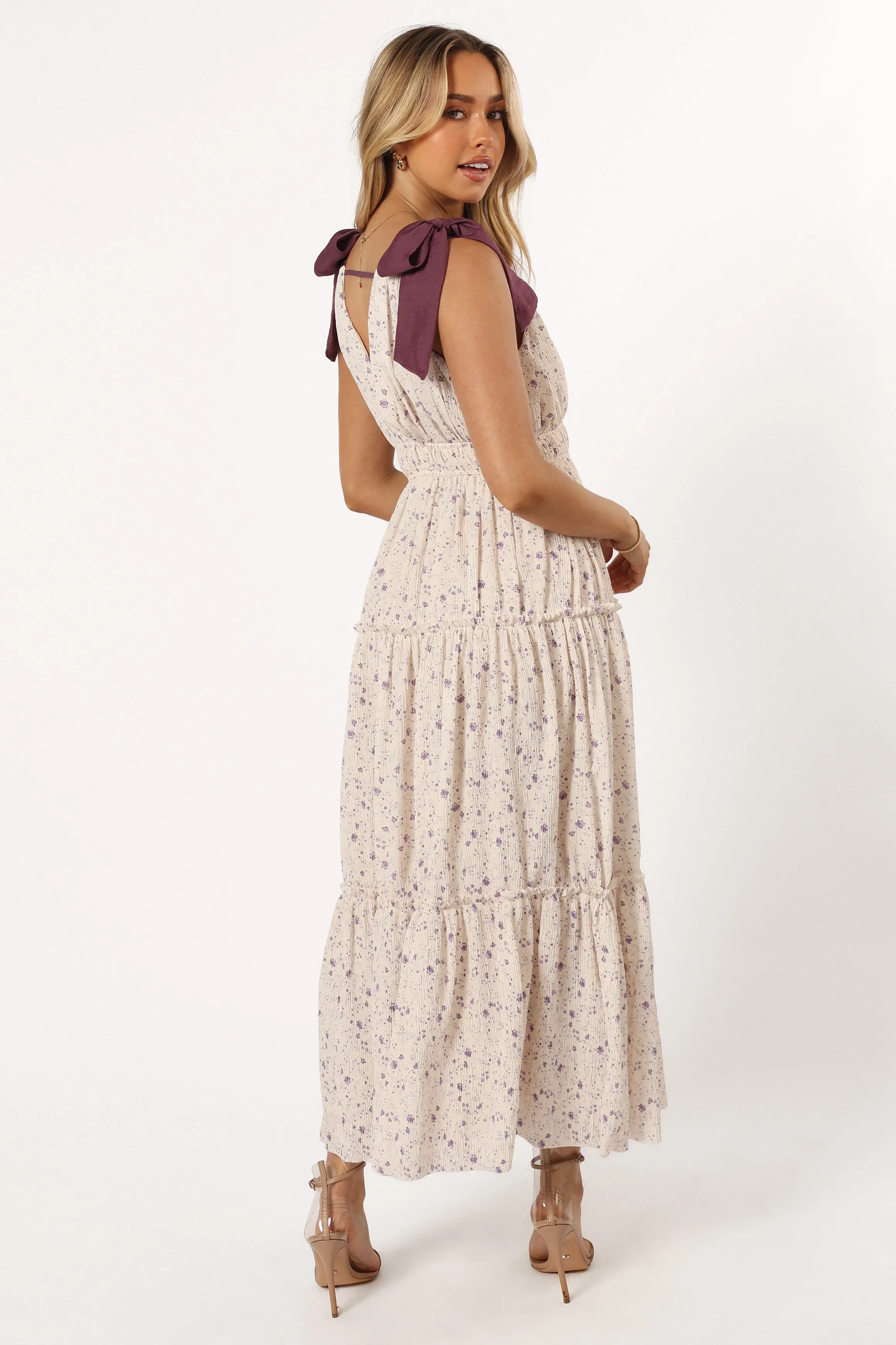 Adeline Maxi Dress - Ivory/Purple