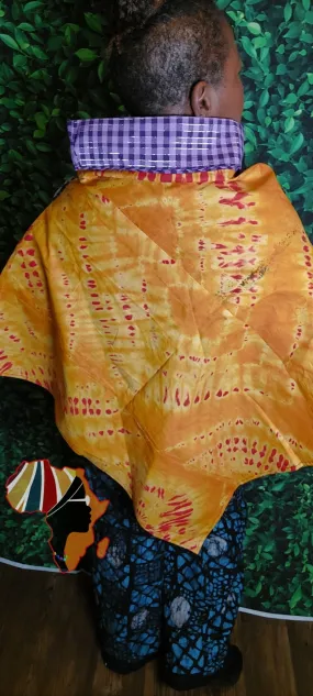 Adire Mixed Fabric Cape