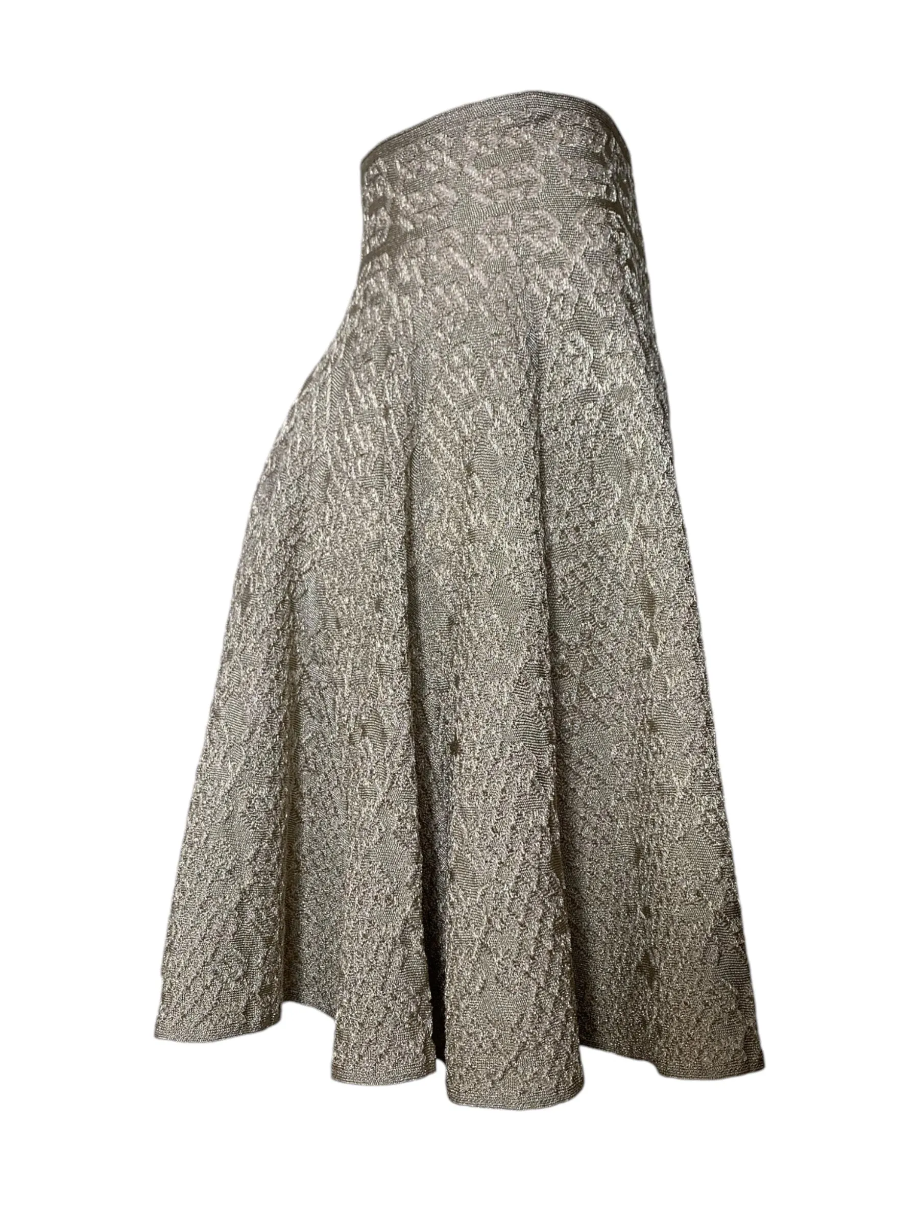 Alaia Gold Knit Lurex Flare Skirt