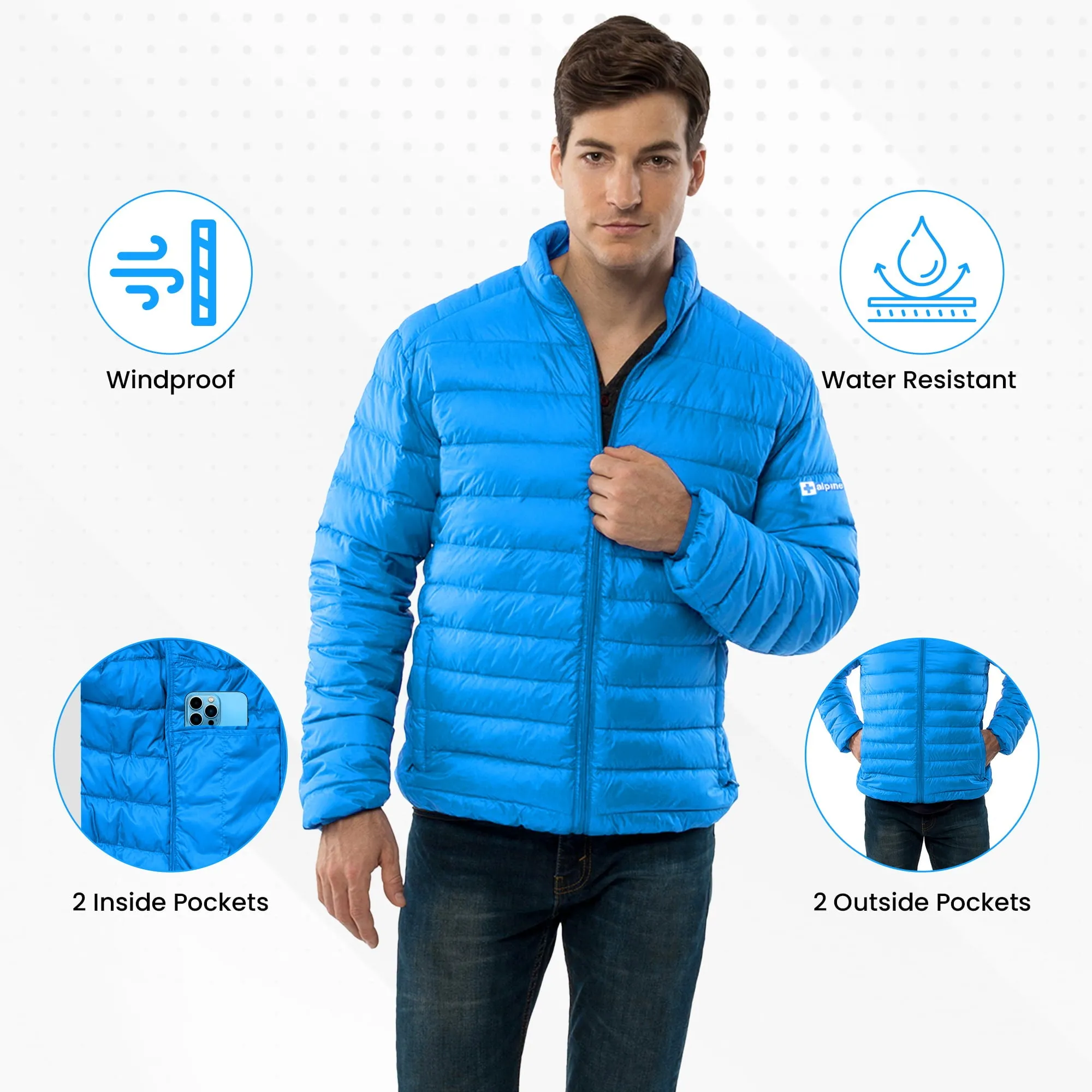 AlpineSwiss Niko Packable Light Men's Down Alternative Puffer Jacket Bubble Coat