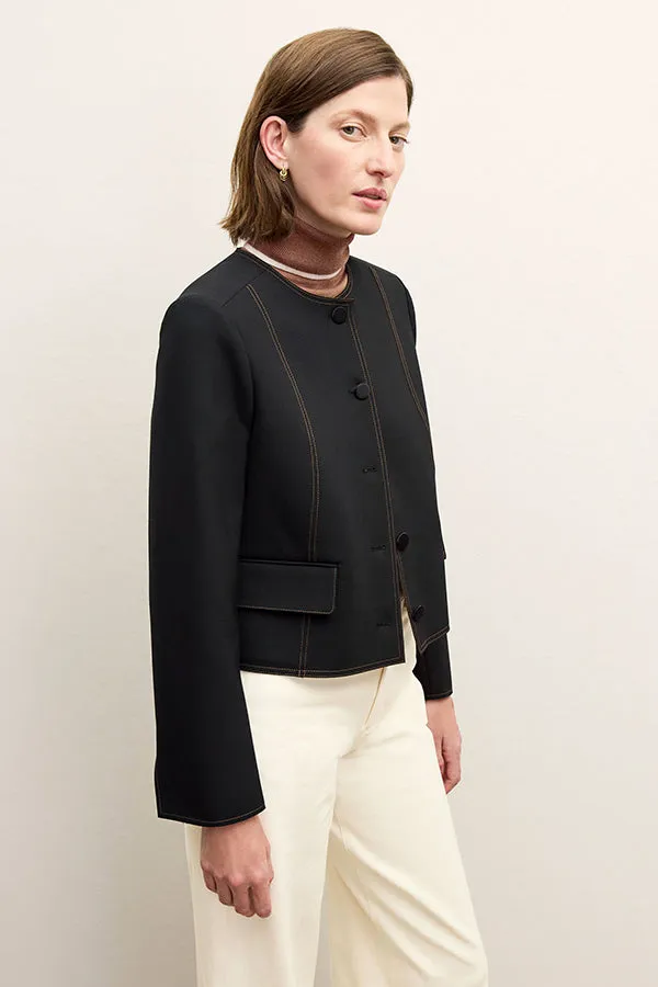 Aniya Jacket - Luxe Wool :: Black/Light Saddle