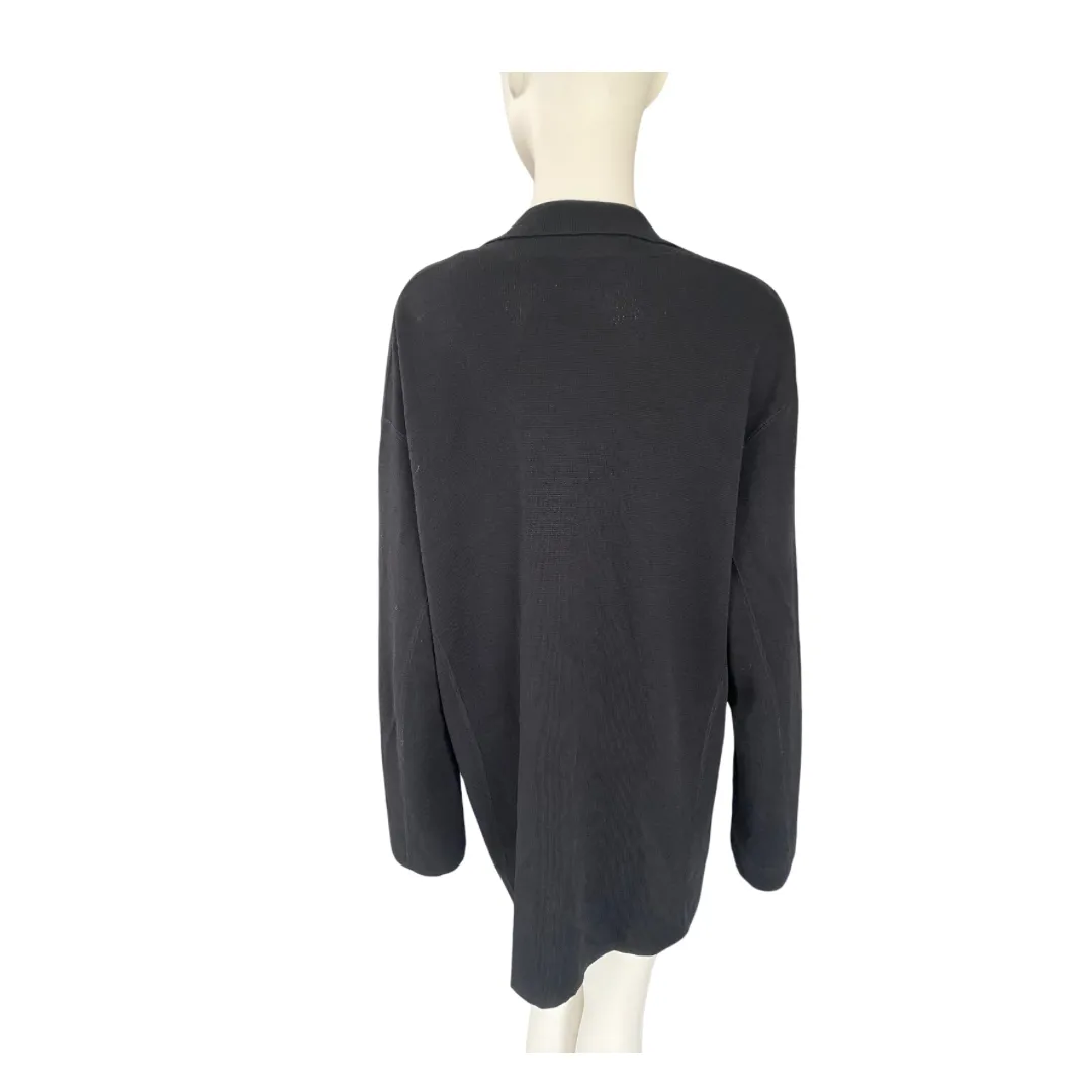 Anne Klein Fine Knit Boyfriend Cardigan Black SIZE L