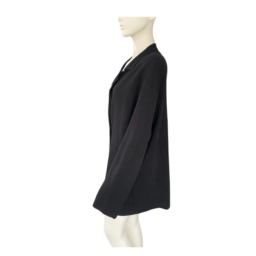 Anne Klein Fine Knit Boyfriend Cardigan Black SIZE L