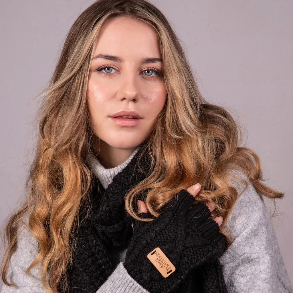 Aran Classic Cable Fingerless Gloves