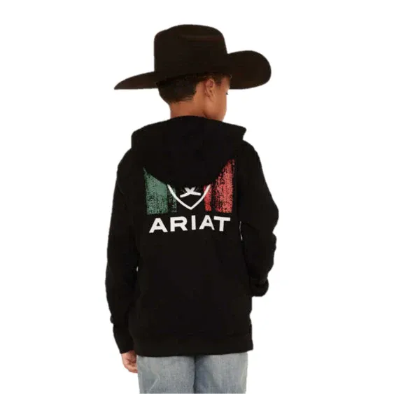 Ariat Kid's Shield Mexico Black Hooded Sweatshirt