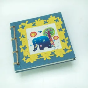 Artist Reproductions - Thailand Themed - Elephant Sunrise Batik Eco-friendly Journal - Blue