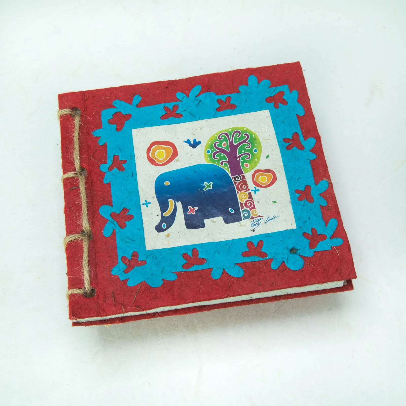 Artist Reproductions - Thailand Themed - Elephant Sunrise Batik Eco-friendly Journal - Red