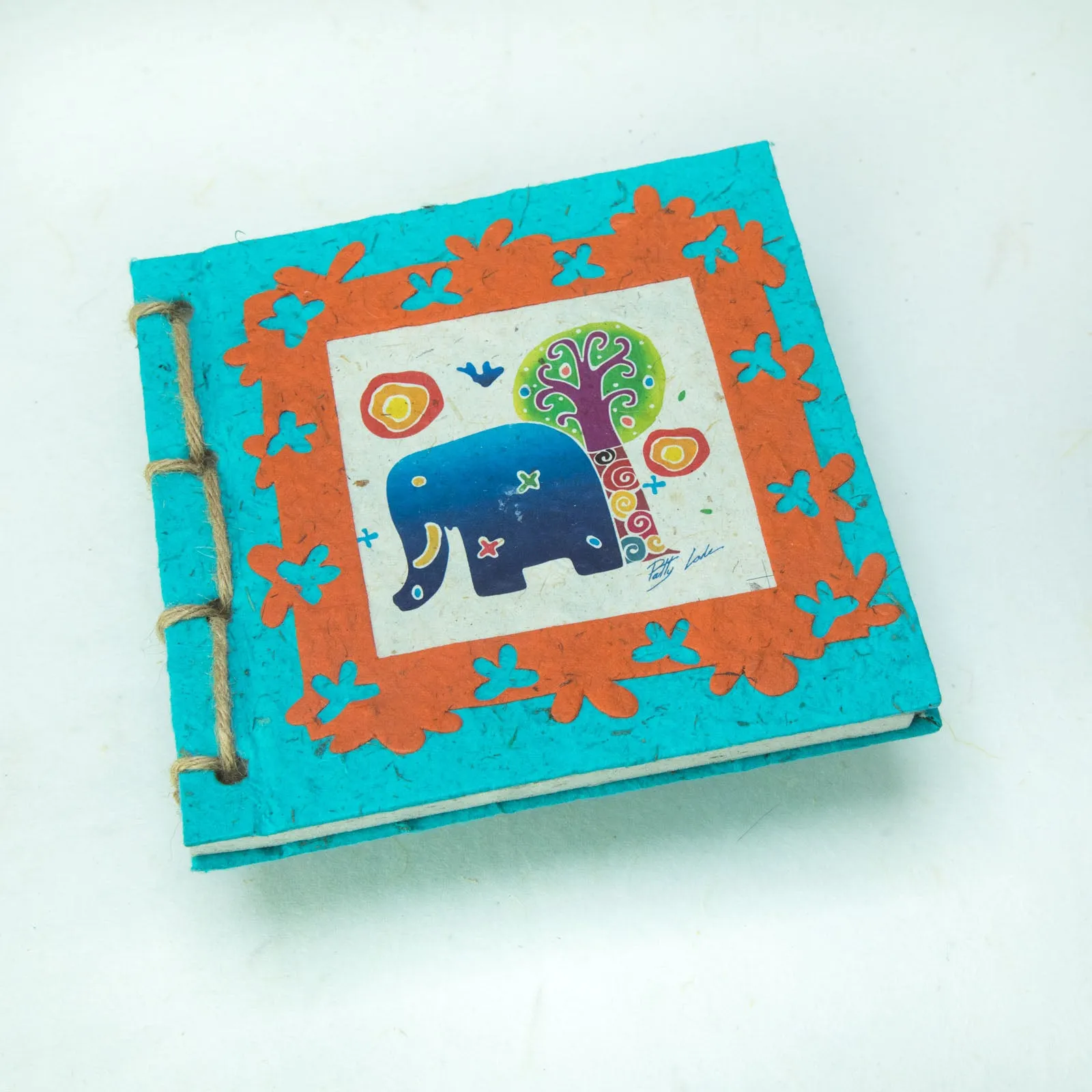 Artist Reproductions - Thailand Themed - Elephant Sunrise Batik Eco-friendly Journal - Teal