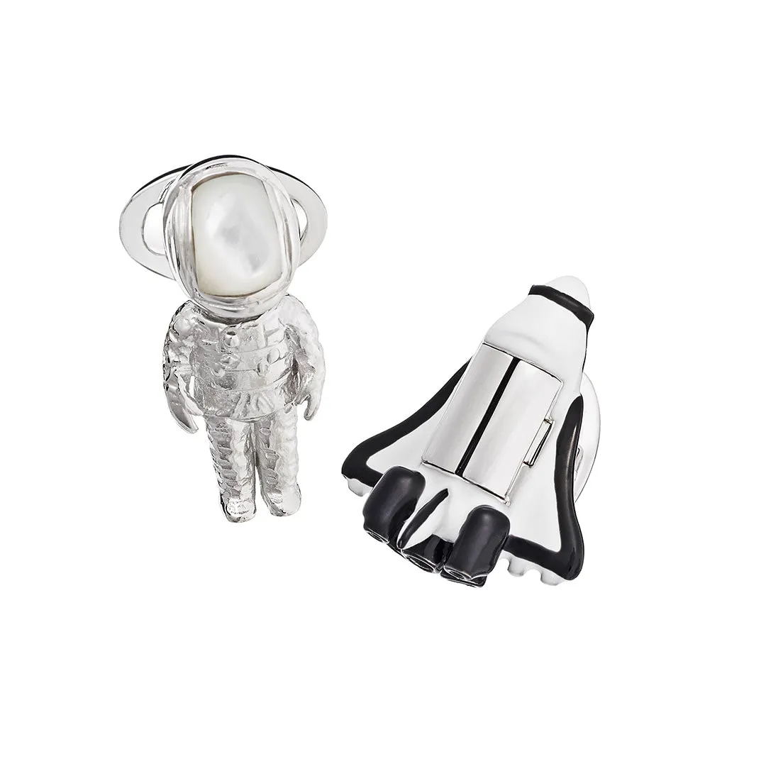 Astronaut Bobble Head & Shuttle Sterling Cufflinks