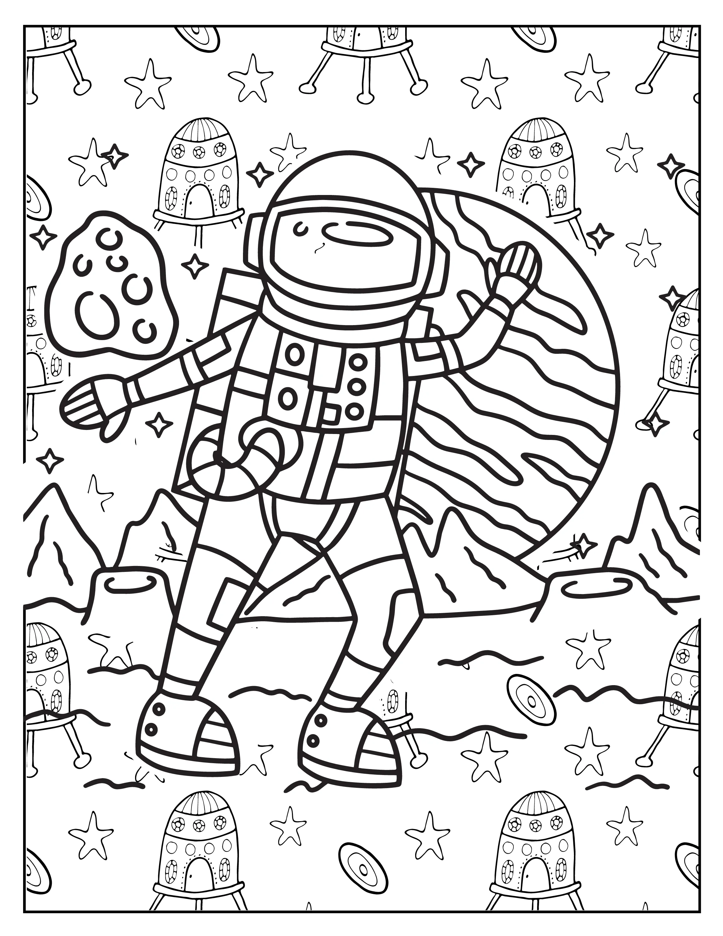 Astronaut Day: The Ultimate Digital Printable Coloring Book for All Ages