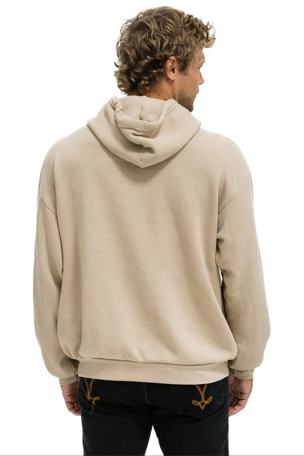 AVIATOR NATION WAVE STRIPE 4 PULLOVER UNISEX HOODIE RELAXED -SAND/SAND