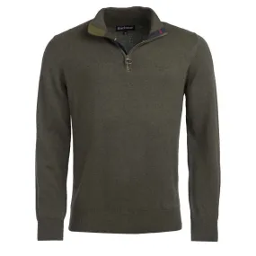 Barbour Cotton Half Zip Mens Jumper - Olive Marl