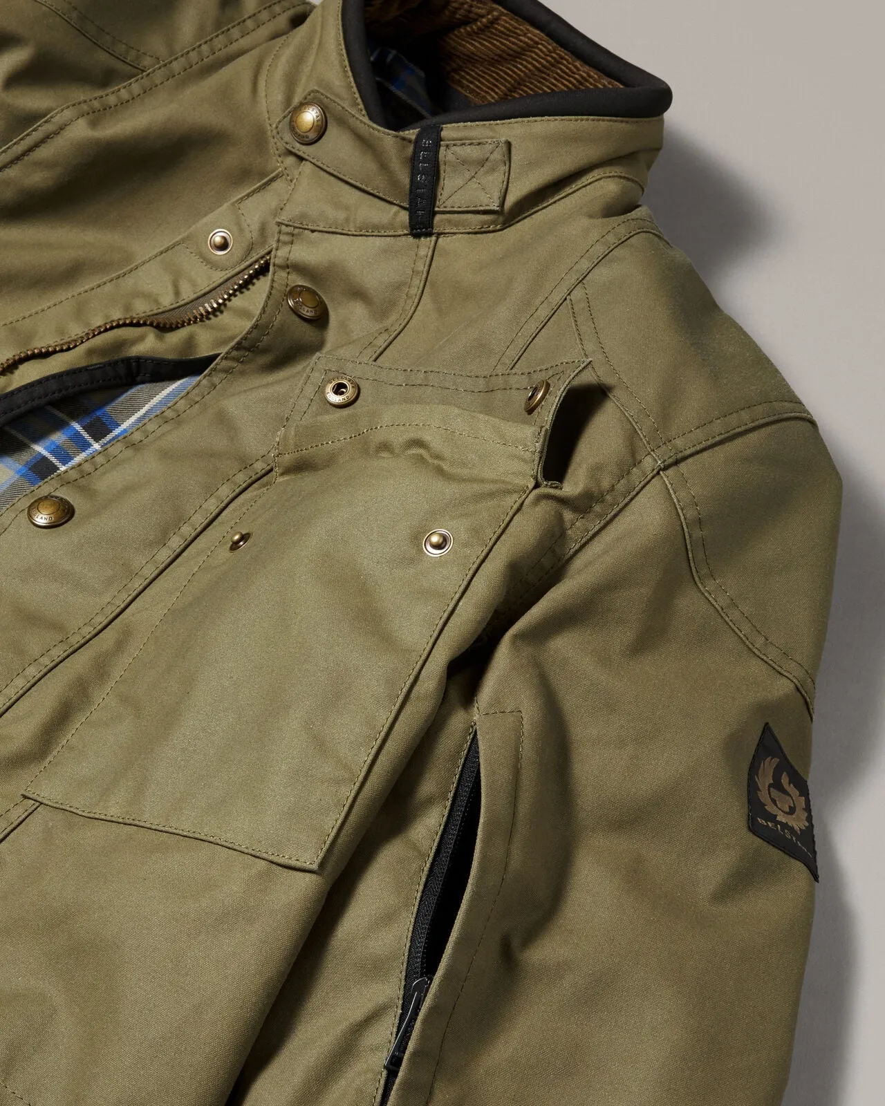 Belstaff Waymaster Technical Waxed Motorcycle Jacket - Olive