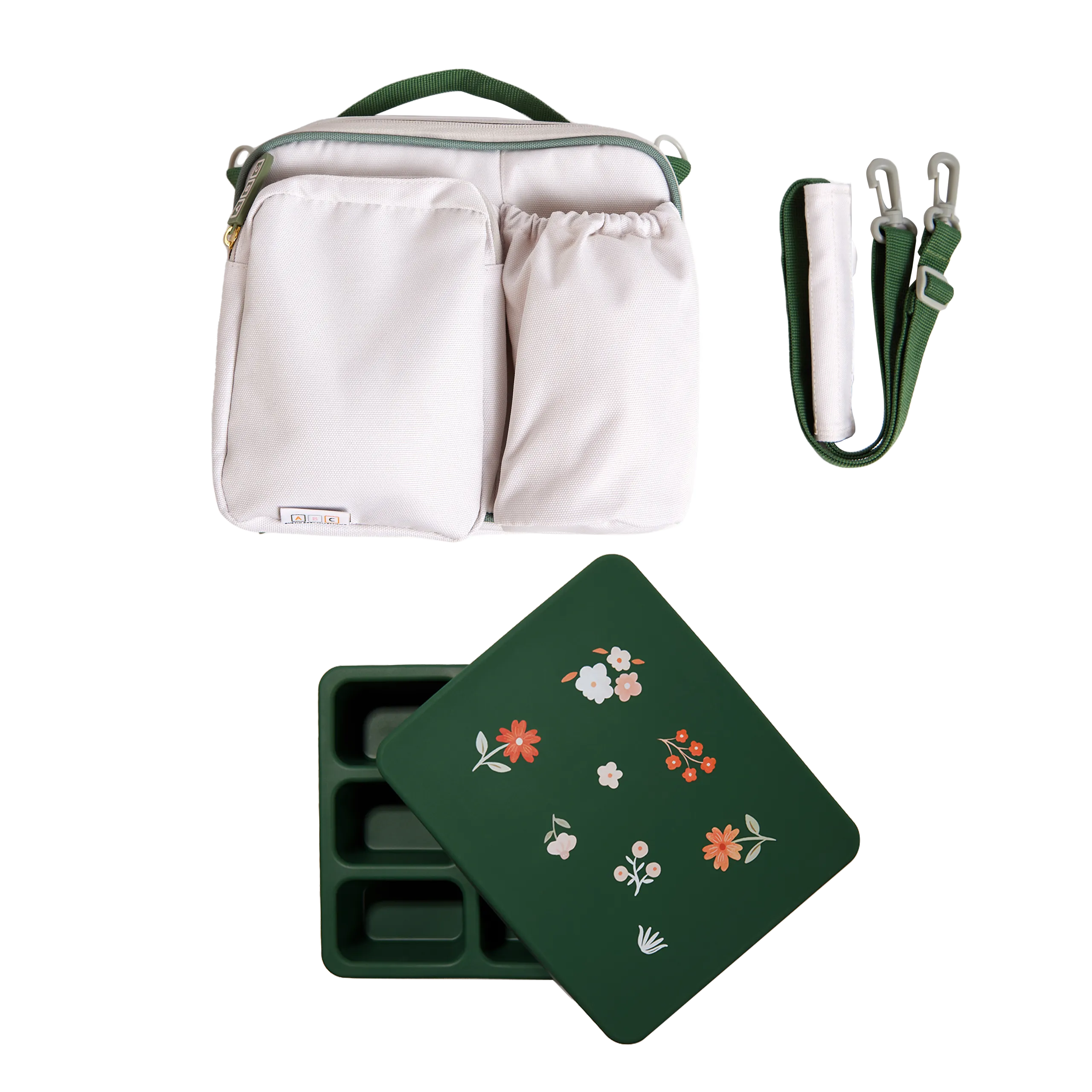 Bento and Lunch Bag Set Neutral with Mini Floral