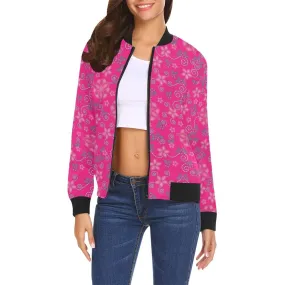 Berry Picking Pink Bomber Jacket for Women