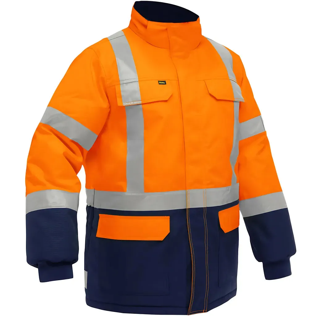 Bisley 343M6450X-ORNV/L ANSI Type R Class 3 and CSA Z96 Class 2 X-Back Extreme Cold Jacket with Navy Bottom