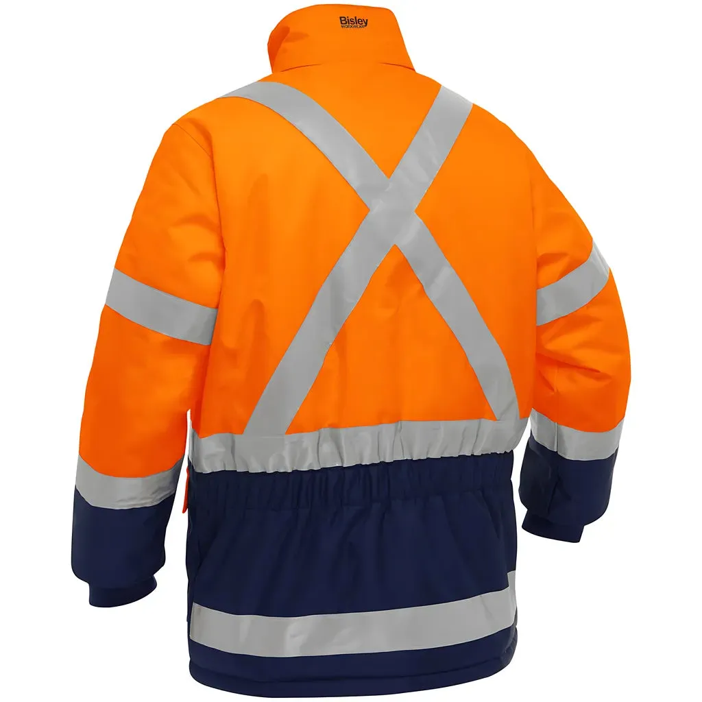 Bisley 343M6450X-ORNV/L ANSI Type R Class 3 and CSA Z96 Class 2 X-Back Extreme Cold Jacket with Navy Bottom