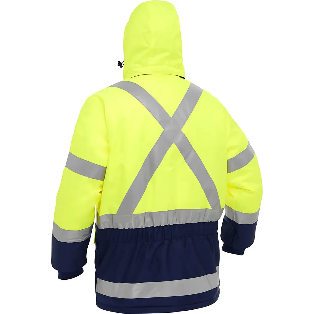 Bisley 343M6450X-YLNV/3X ANSI Type R Class 3 and CSA Z96 Class 2 X-Back Extreme Cold Jacket with Navy Bottom