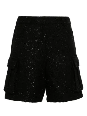 Black Boucle Cargo Shorts