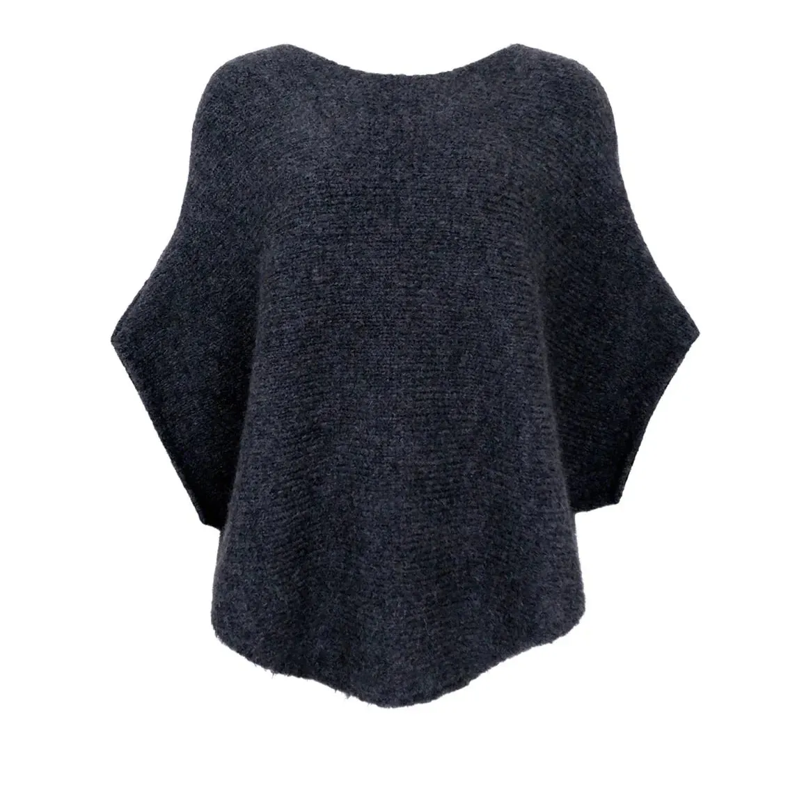 Black Colour PELLA Boucle Poncho