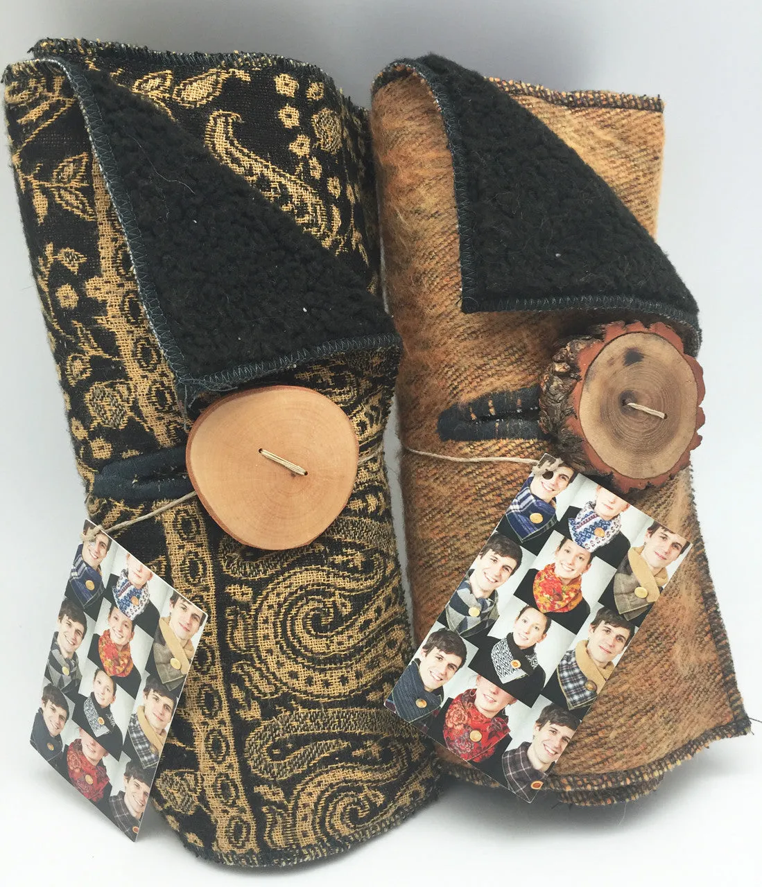 Black Gold Paisley UpCycled Neckwarmer One-of-a-Kind