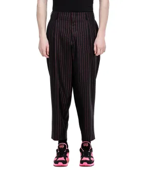 Black Metallic Pinstripe Pants