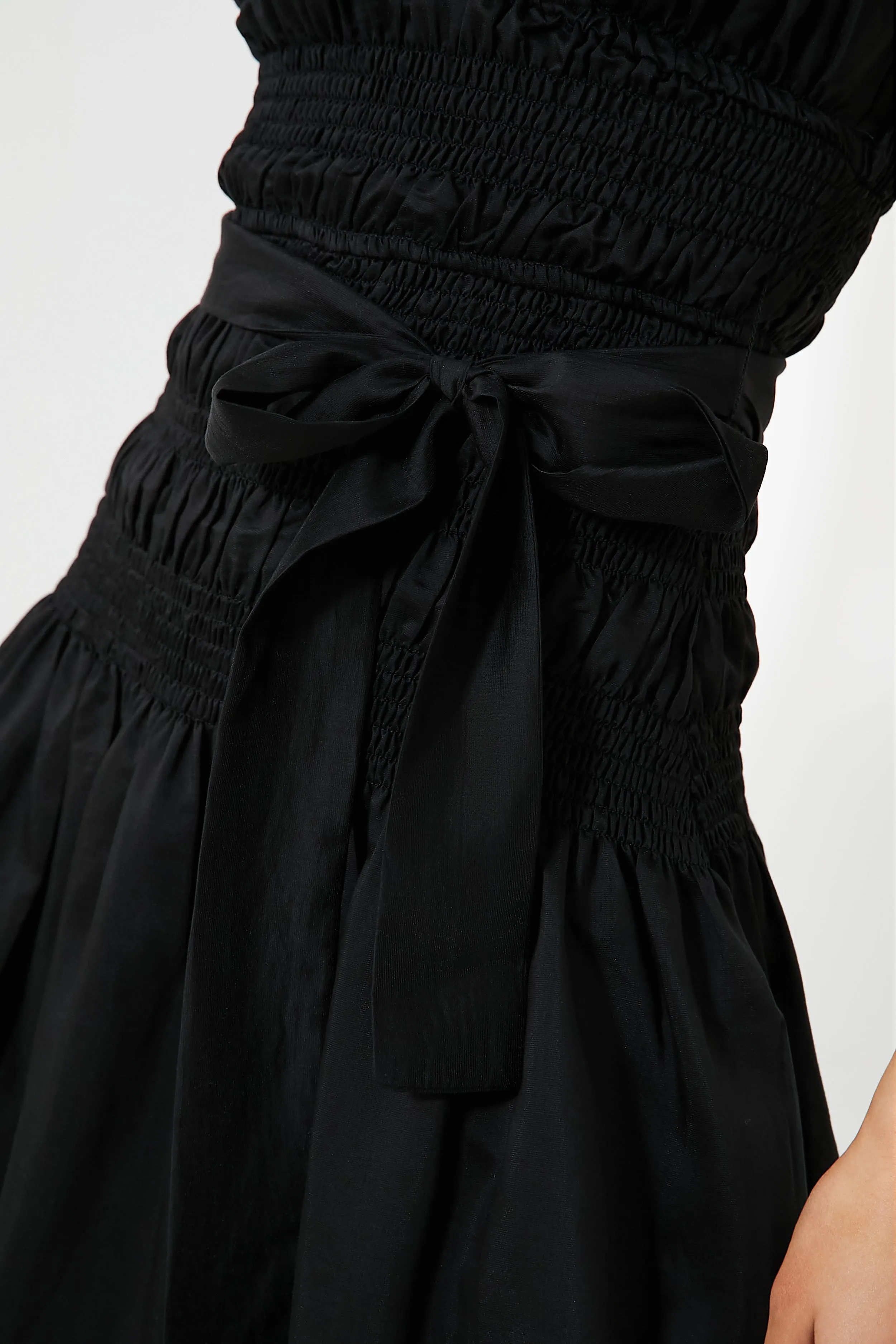 Black Ruched Tie Front Dress