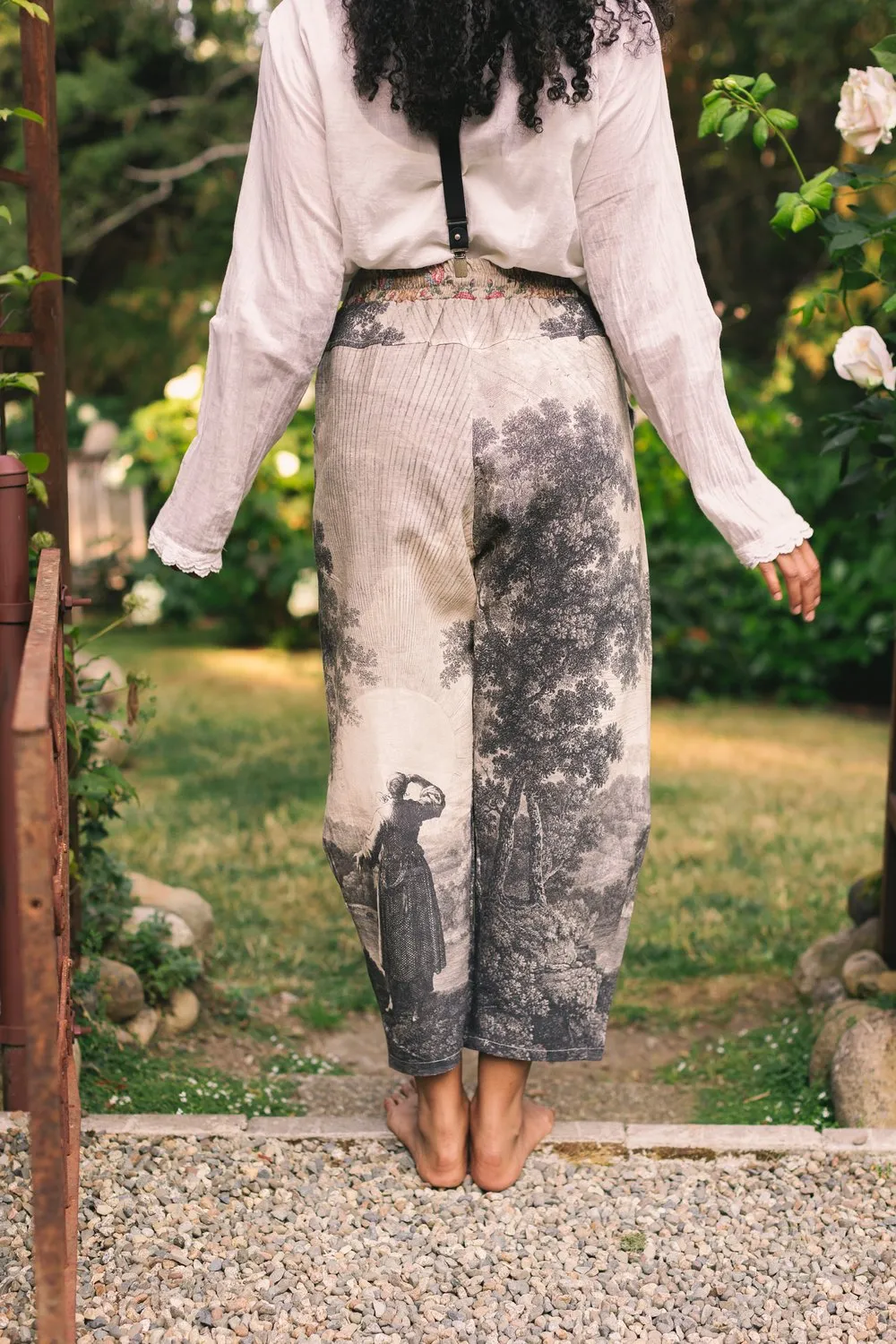 Boho Linen Cropped Artist Pants Ankle Length Still I Rise - Not included in Black Friday Sale