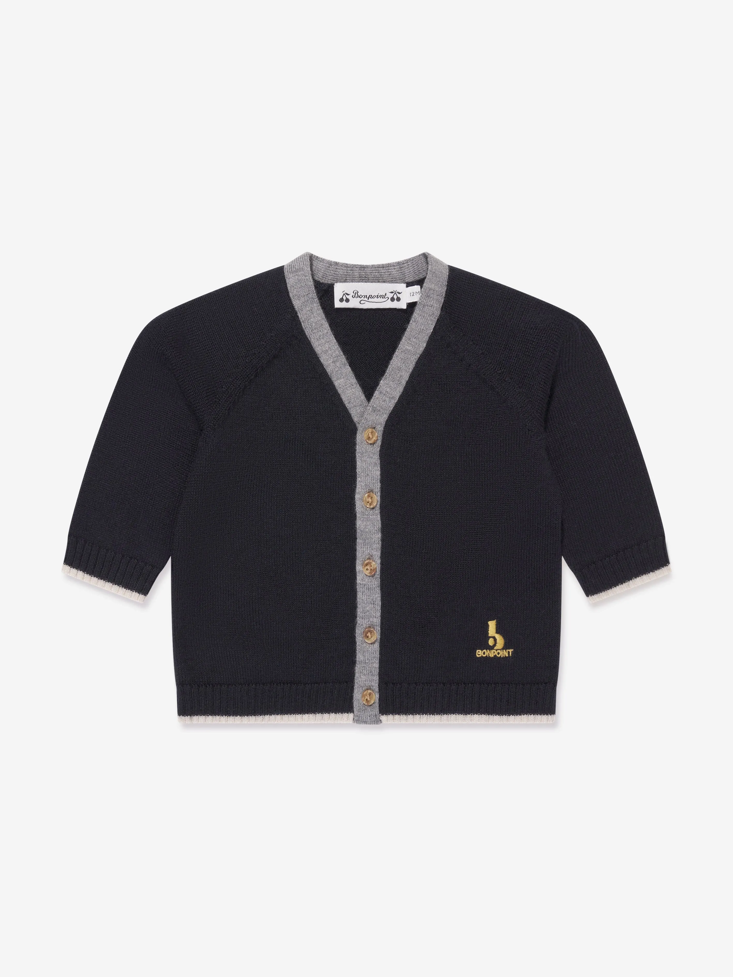 Bonpoint Baby Boys Teotim Wool Cardigan in Navy