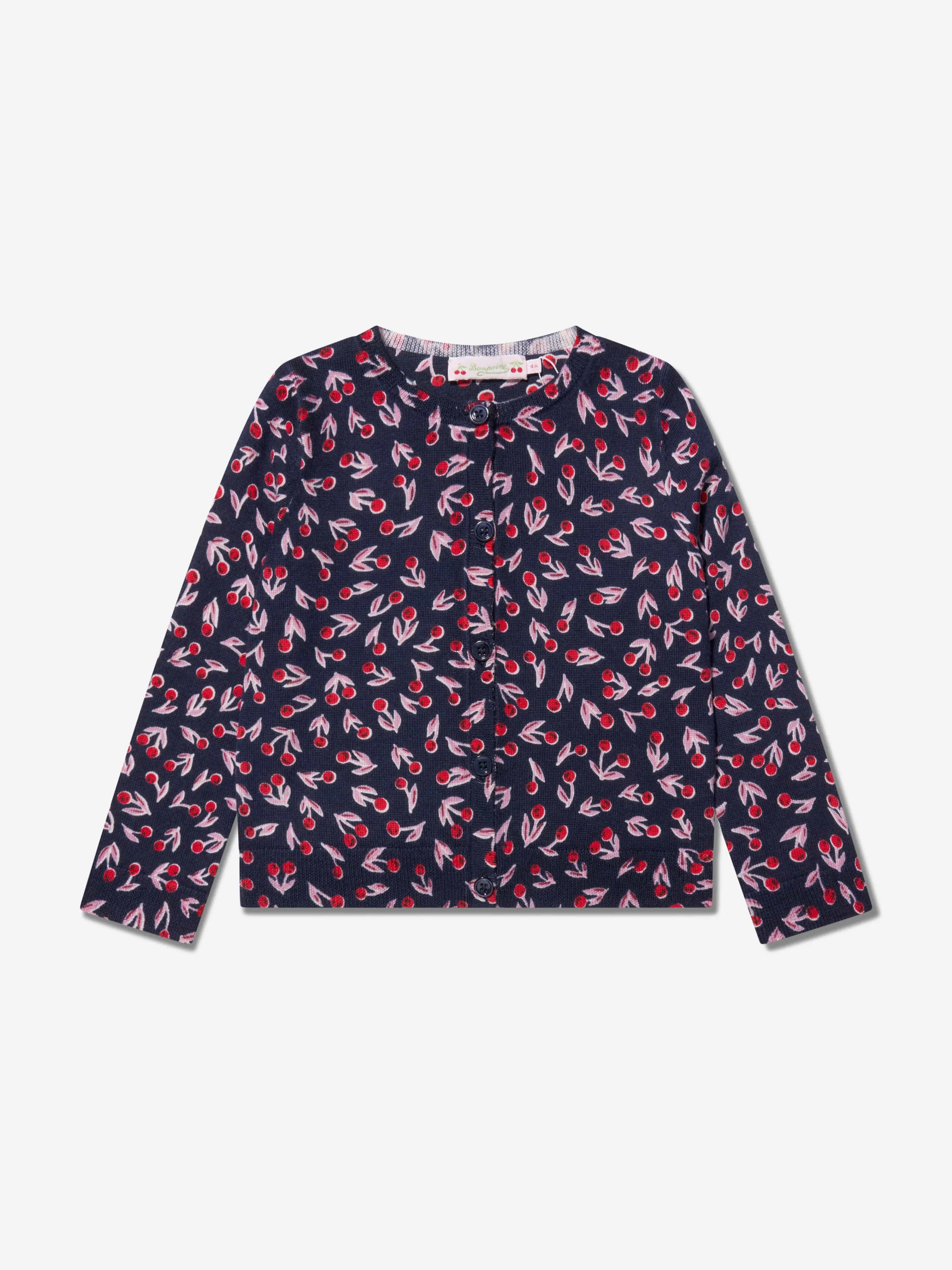 Bonpoint Girls Tyra Wool Cardigan in Navy