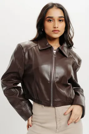 Brown Biker Leather Jacket