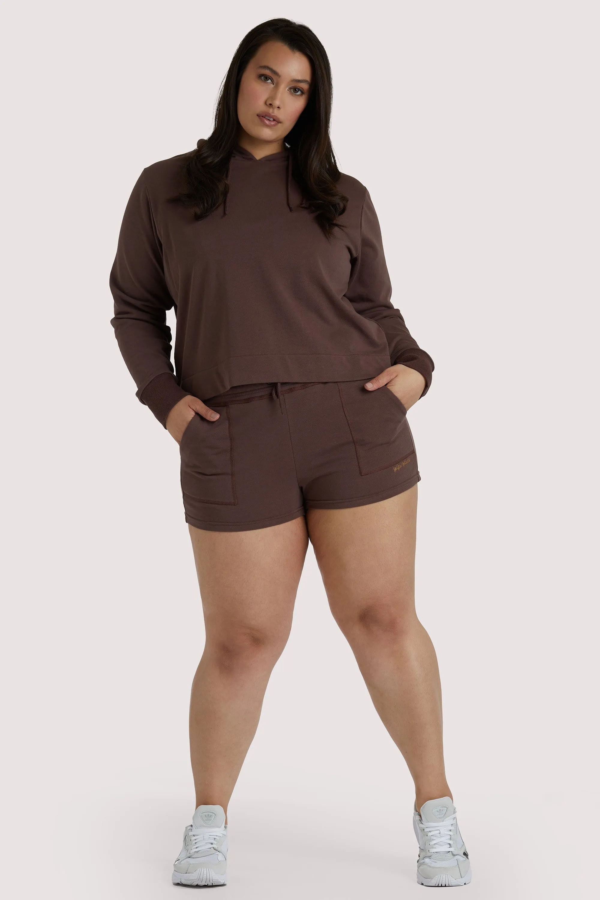 Brown Tie Waist Curve Shorts