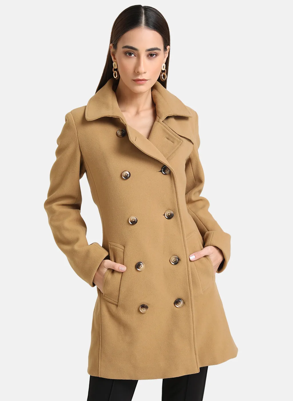 Button Detailed Overcoat With  Belt