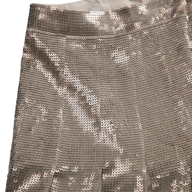 C630 Women sequinned pleated party short skirt